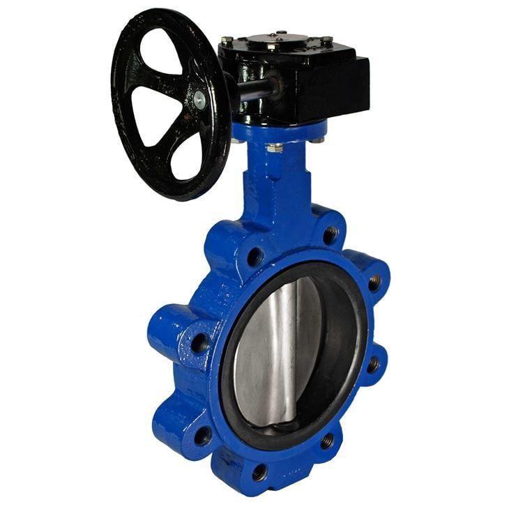 Lugged butterfly valve with gearbox operator