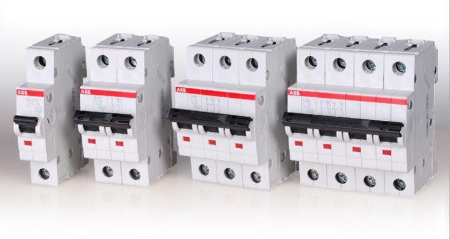 ABB miniature circuit breakers in one, two, three and four pole configurations